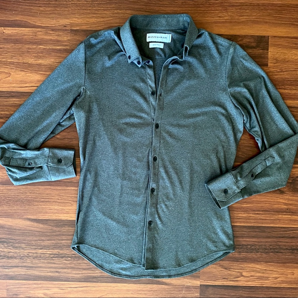 Med Mizzen+Main Cunningham Black Heather Shirt